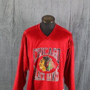 Chicago Blackhawks Jersey (VTG) - Roller Hockey Jersey Ravens Knit - Men's Large